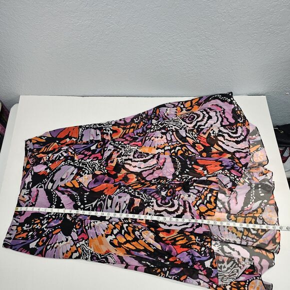 Anthropologie Hutch Sheer Wrap Midi Skirt Butterfly Swirls Print Size XL NWT - Picture 10 of 10
